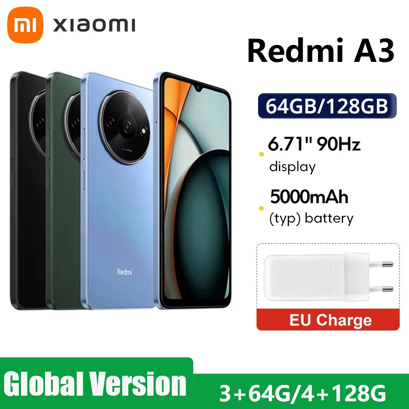 

Xiaomi Redmi A3 4G Global Version Smartphone MediaTek Helio G36 6.71" Dot Drop Display 90Hz 64GB/128GB ROM 5000mAh Battery