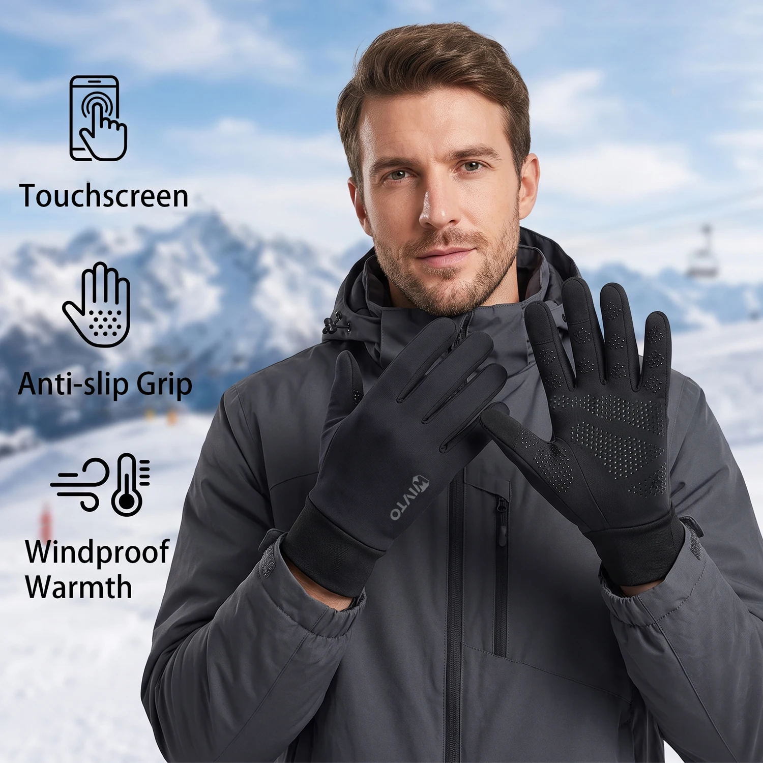 Winter Unisex Warm Windproof Gloves Men's Women's Touchscreen Bicycle Gloves For Outdoor Sports Running Hiking Cycling Skiing
