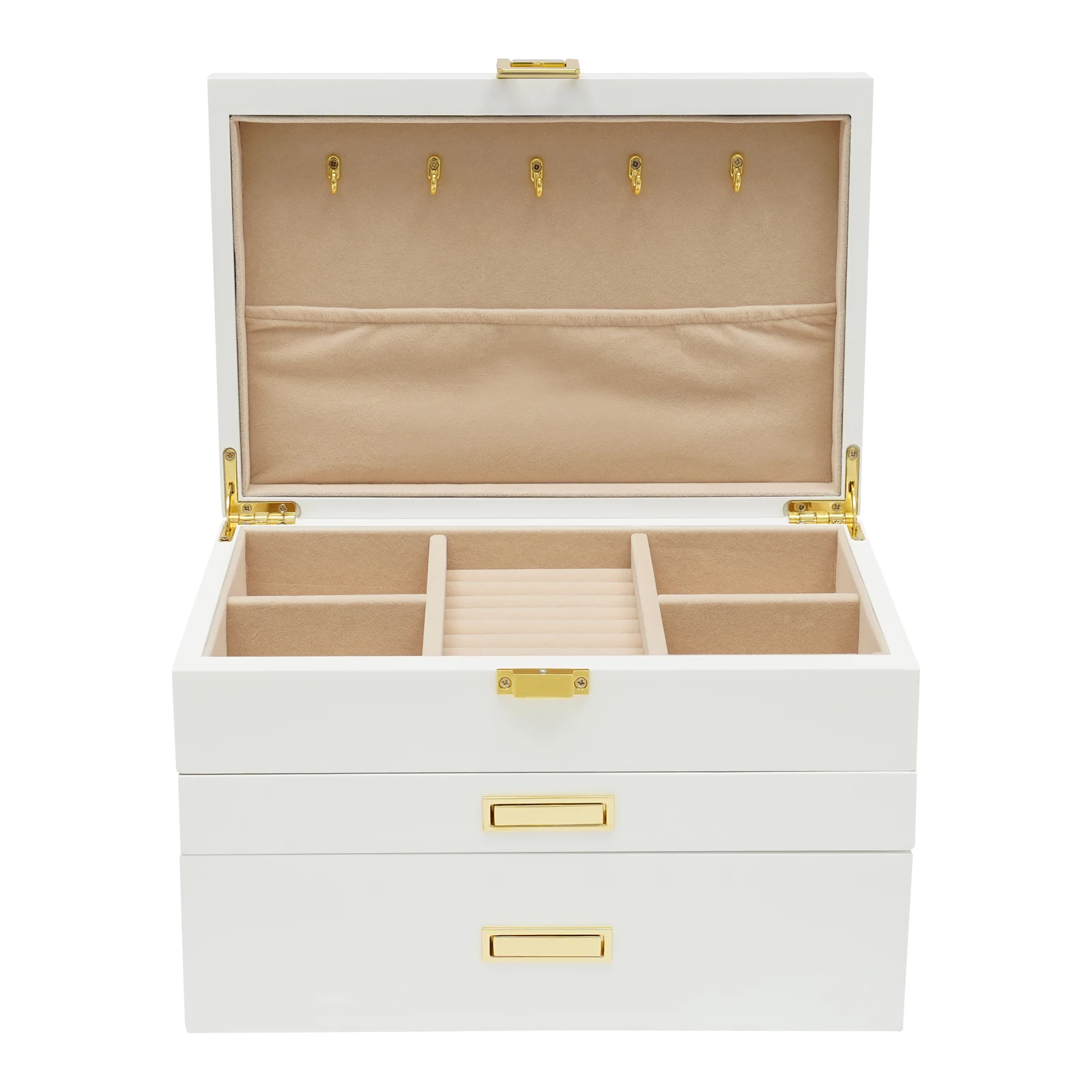 3-Layer Women's Jewelry Box, Jewelry Storage Box, Earring Necklace Bracelet Storage Jewelry Box - White