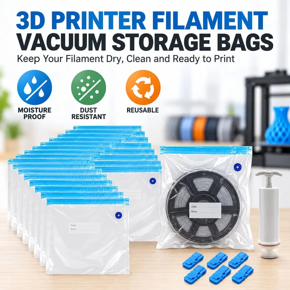 Reusable 3D Printer Vacuum Bags Dust Resistant Moisture Resistant 3D Printing Material Bags Double Seal Dustproof