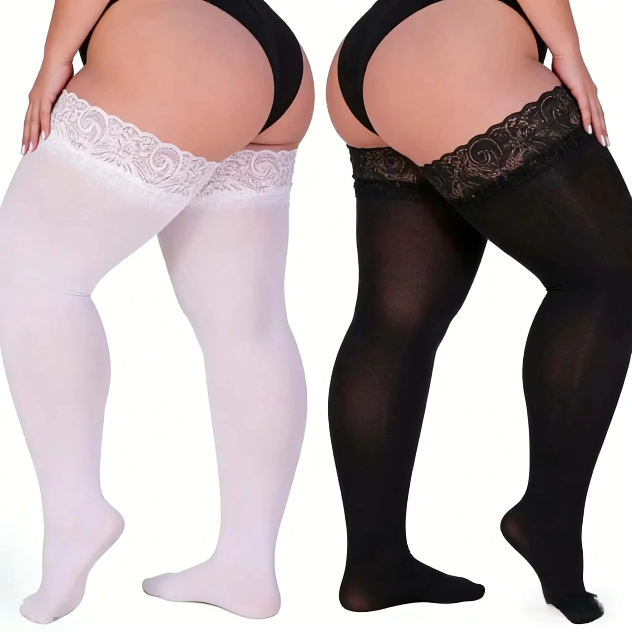 Übergröße Netzstrümpfe, durchsichtige, über dem Knie liegende, elastische, schwarze, sexy Strümpfe für Damen, lässige, dehnbare Spitzenstrümpfe, lange Socken, Alltagskleidung, XXXL