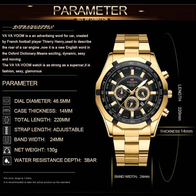 Business Stainless Steel Mens Watch Brand Luxury Sports Waterproof Quartz Wristwatches Man Calendar Luminous Gold Watch Men 2023