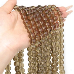 Natural Smoky Quartzs Beads Smooth RoundLoose Spacer Beads For Jewelry Making 4/6/8/10/12mm Diy Bracelet Accessories 15”Strand