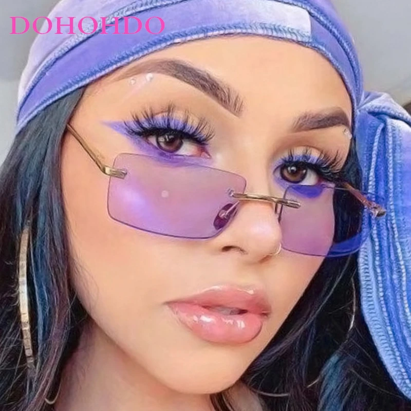 

Metal Small Square Rimless Women Sunglasses Vintage Luxury Design Men Sunglass Outdoor Summer Traveling Female Shades UV400 Очки