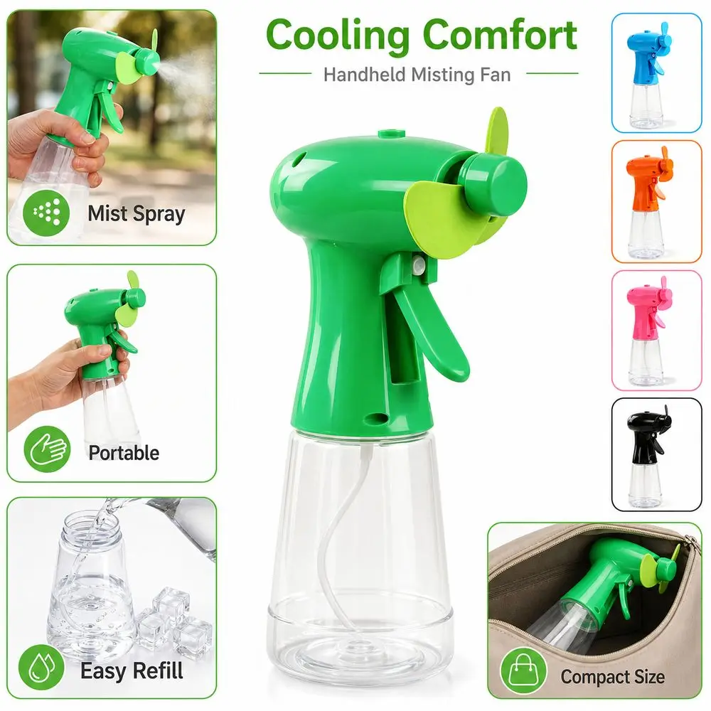 New Plastic Handheld Misting Fan Battery Operated Water Spray Water Spray Fan Portable Mist Fan Sports Events