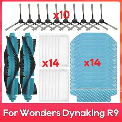 Compatível com Wonders Dynaking R9, Filtro Hepa, Escova Lateral Principal, Pano de Limpeza de Mop, Peças de Reposição e Acessórios para Aspirador de Pó Robô.