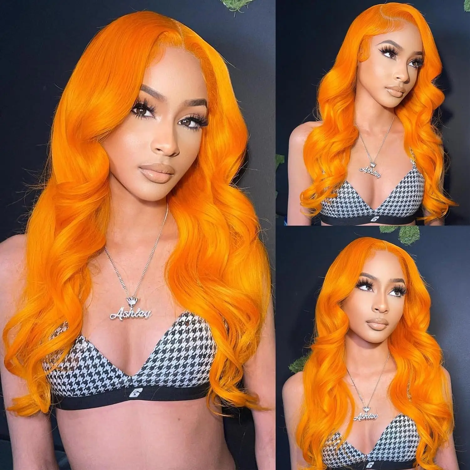 

Wear and Go 30Inch Wig Orange Color 180% Density 13x4 Transparent Lace Frontal Straight 100% Human Hair Glueless Woman