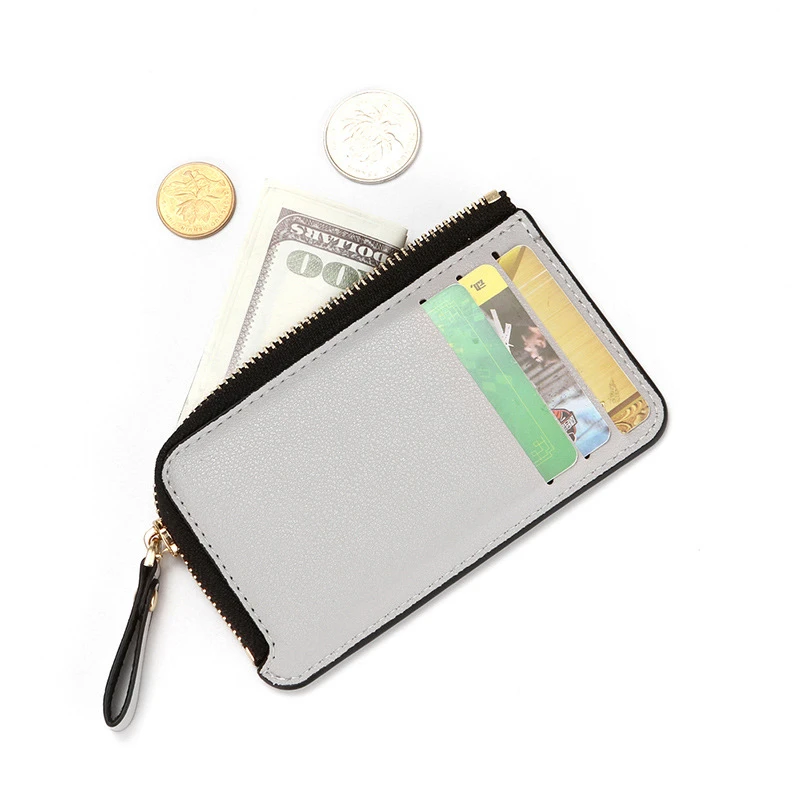 New PU Leather Zipper Pouch Coin Wallet  Mini Solid Multi-Cards Holder Short Purses Banknote Pocket Portable Small Money Bag