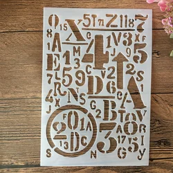 A5 21cm Letters Numbers Layering Stencils Painting Scrapbook Coloring Embossing Album Decorative Template