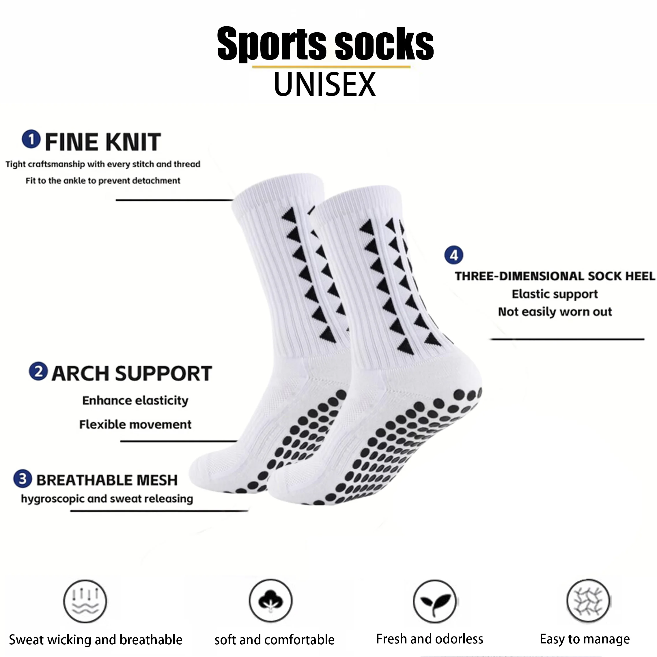 جوارب رياضية ماصة للرطوبة مع منشفة احترافية غير قابلة للانزلاق ومضادة للصدمات لكرة القدم وكرة السلة 1/6/12 زوجًا #6