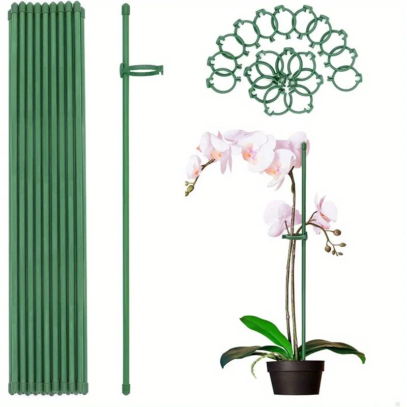 Garden Plant Support Stakes for Roses Orchid Climbing Vines Anti Tipping Pole Single Stem Flower Stakes Plant Cage Support Frame