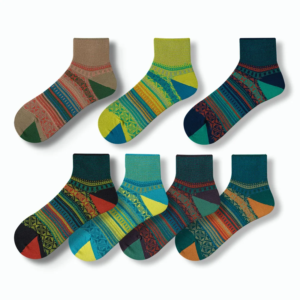 

Miosam, мужские весенне-летние модные вязаные дышащие носки унисекс из чесаного хлопка высшего качества в этническом стиле с двойными иглами