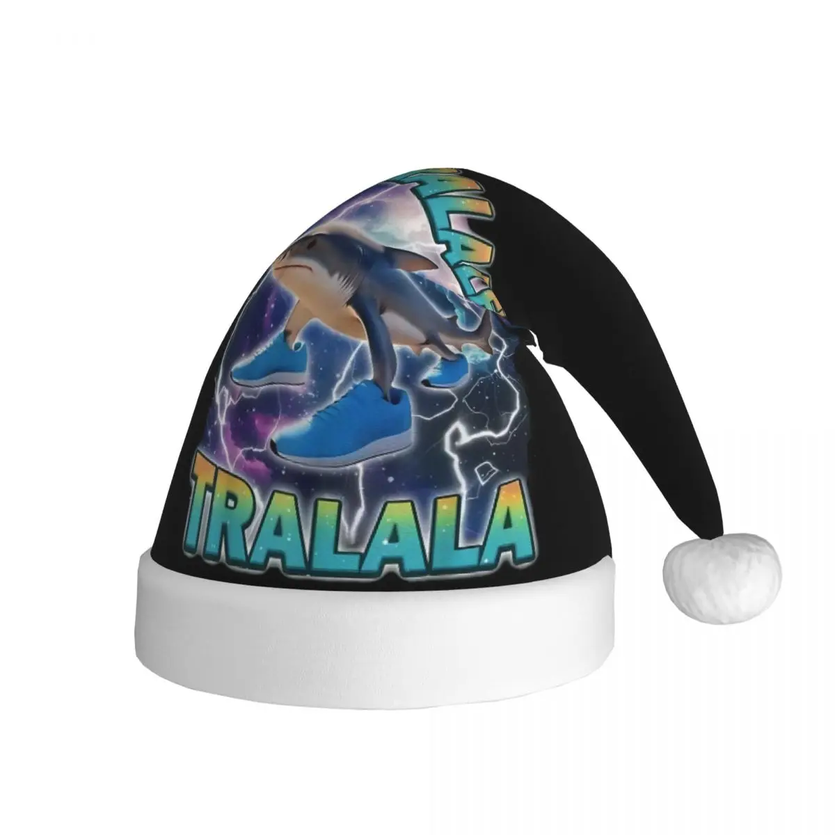 Tralalero Tralala Christmas Hat for Adult Men Women Italian Brainrot Meme Santa Hat Cap Xmas Accessories