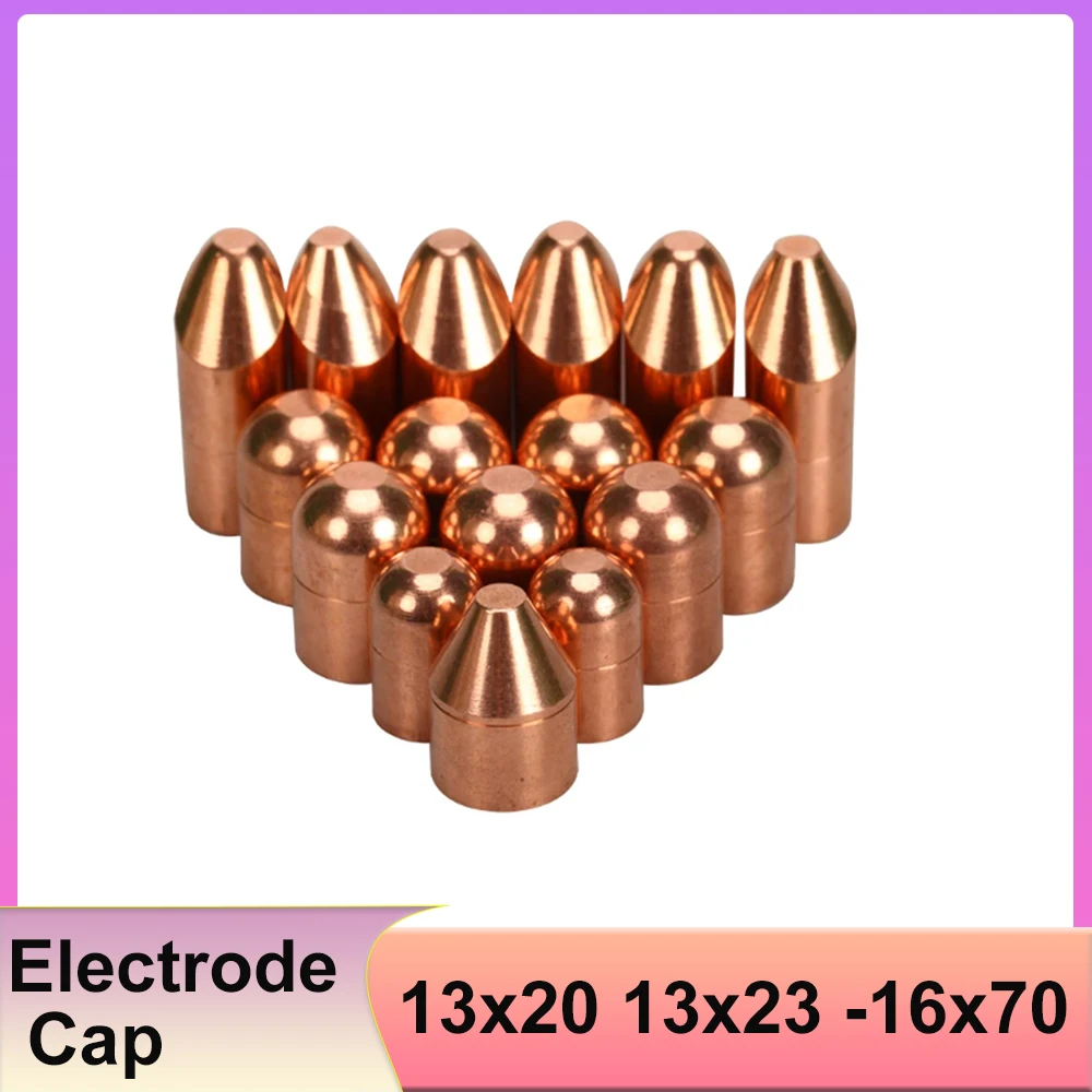 10Pcs 13x20 13x23 -16x70 Spot Welding Electrode Cap Flat/Round Head/Pointed Tip High Hardness Welding Electrode Copper Head