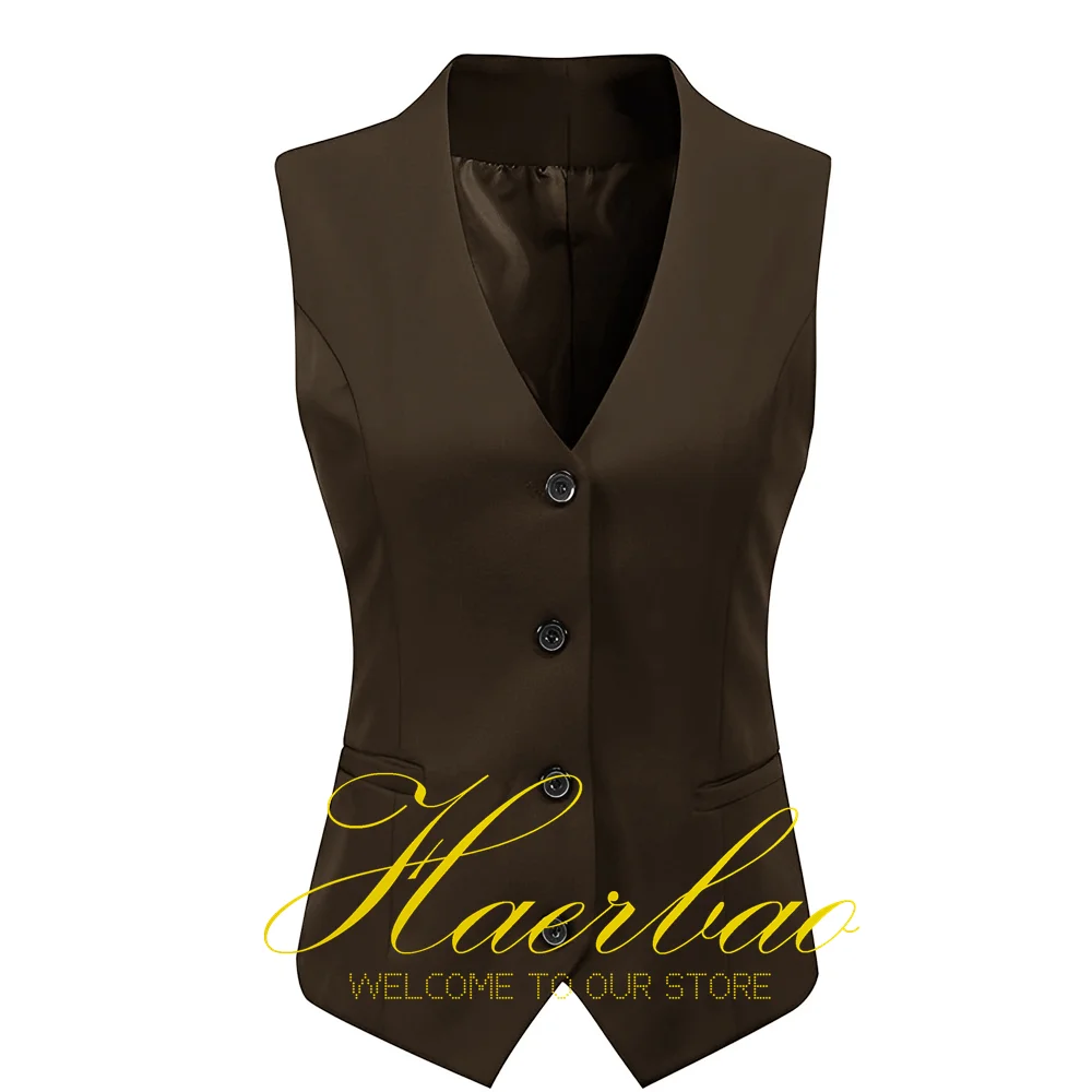 Formal Women's Fully Lined 4 Button V-Neck Economy Dressy Suit Vest Waistcoat