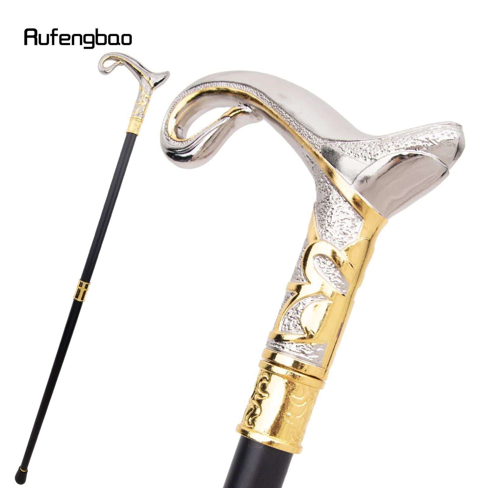 Golden White Luxury Curve Line  Walking Cane Fashion Decorative Walking Stick Gentleman Elegant Cosplay Cane Knob Crosier 92cm