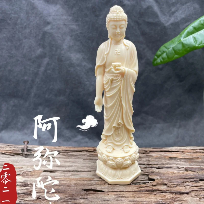 

Ivory Fruit Carving Western Trinity Buddha Ornament Buddhist Hall Worship Amitabha Buddha Bodhisattva Gift Box Crafts Wholesale