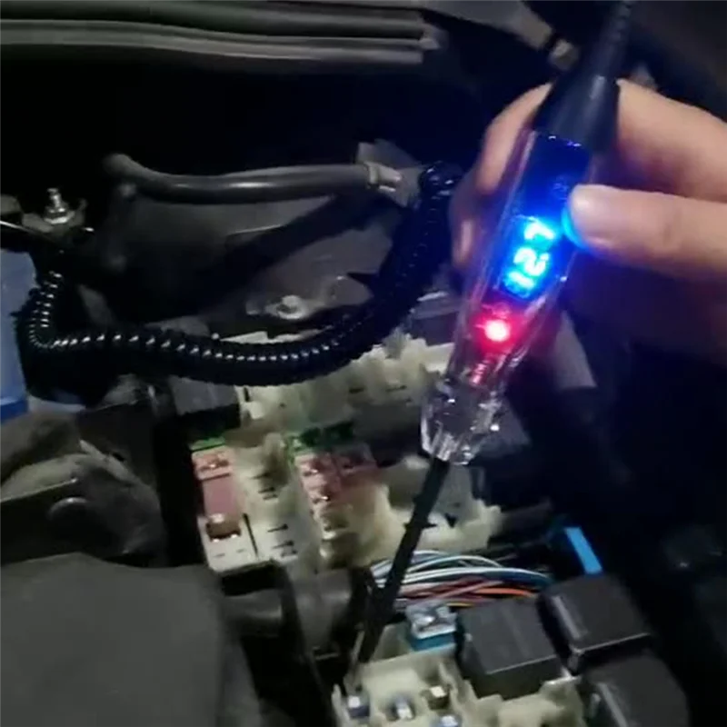 Luz de prueba de coche, probador de circuito LED Digital de 4-60V CC, probador de lámpara con voltímetro, probador de voltaje automático