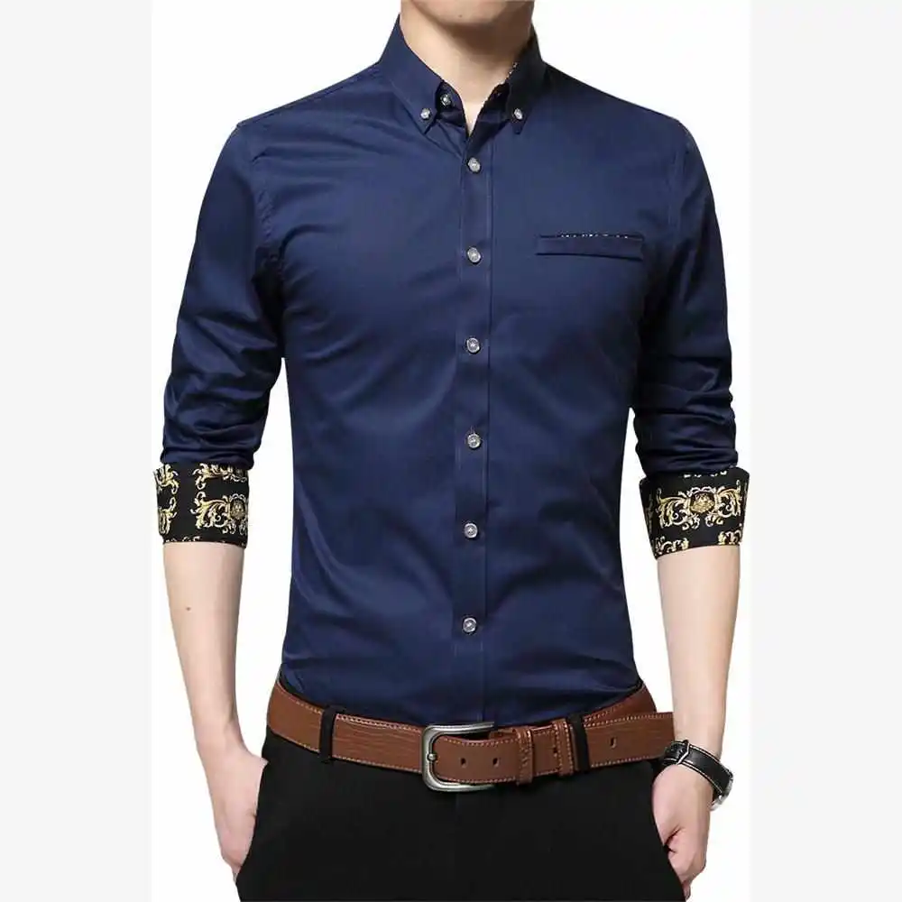 

New Men's Casual Long Sve irt Spring Autumn Boting irt Large Size Faionable Urban Print Cotton 00% No Brand
