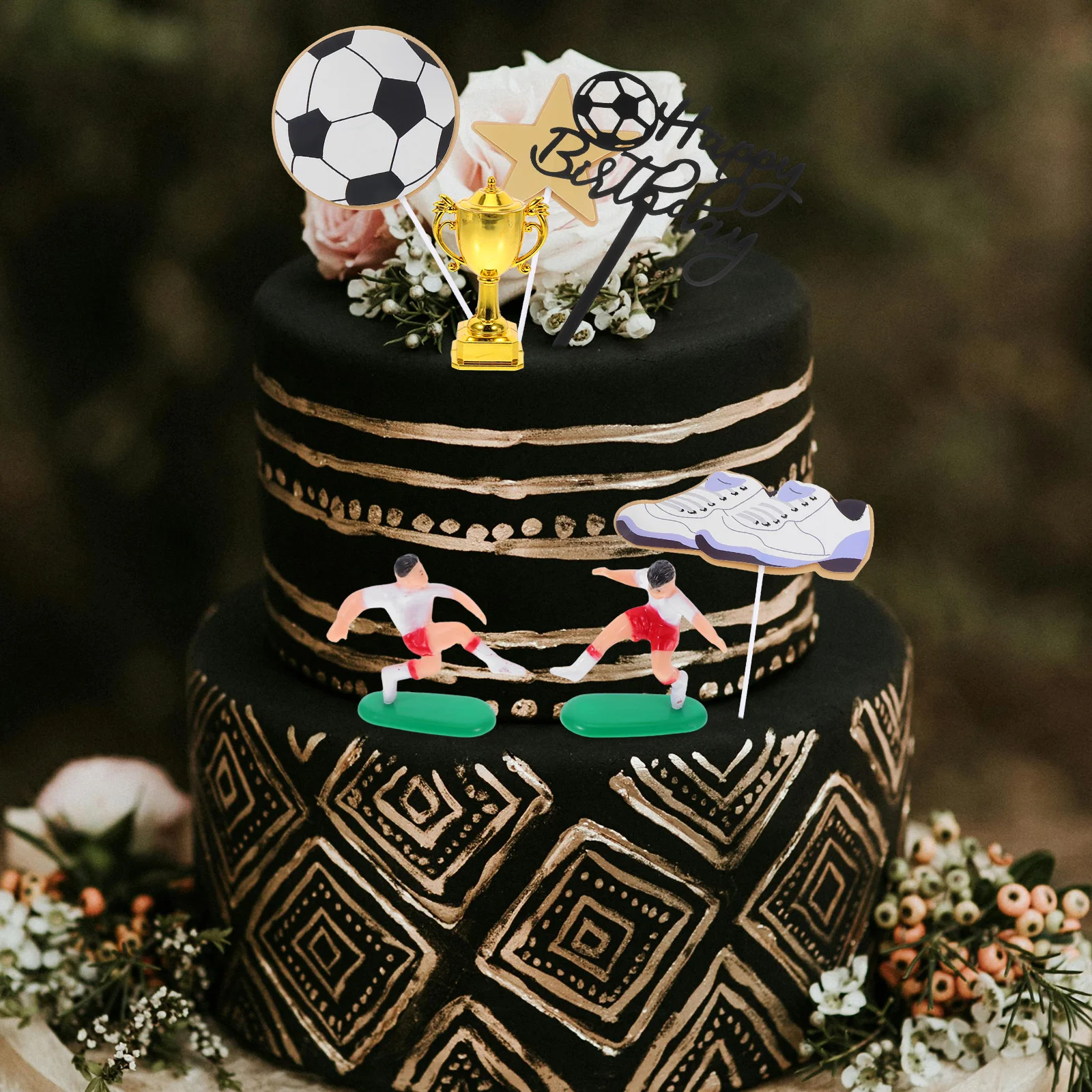 

1 Set Topper Player Figurines Ball Men Boy Sport Theme Celebrations For Boys Themed Cupcake Soccer Party Decoration Toppers