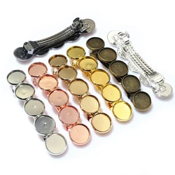5pcs 12mm with 5 cameo High Quality 7 Colors Plated Copper Material Hairpin Hair Clips Hairpin Base Setting DIY Hair Accessories