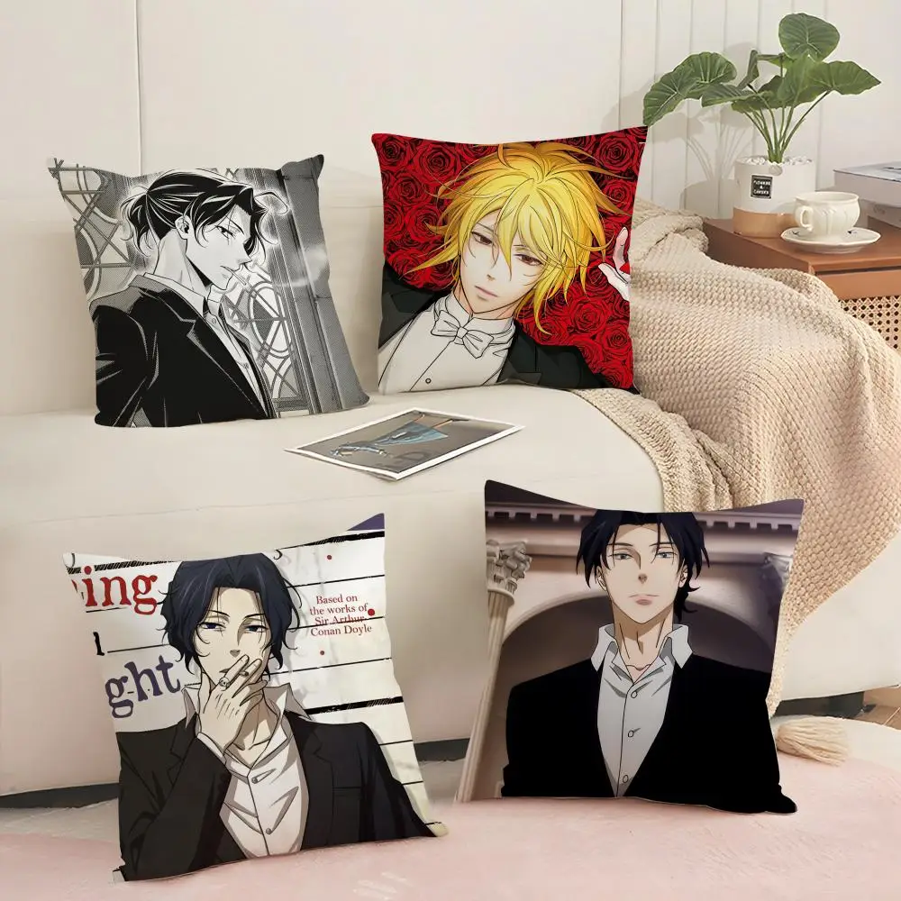 Anime M-Moriarty The Patriot Cushion Cover Silky Short Plush Sofa Pillow Cover Hidden Zipper Soft Dustproof Case for Home Decor