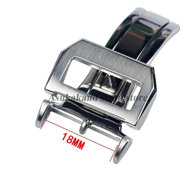 18 مللي متر الفولاذ المقاوم للصدأ للطي مشبك ل IWC الطيار مارك البرتغالية مشبك ساعة المطاط النايلون حلقة من جلد نشر المشبك زر