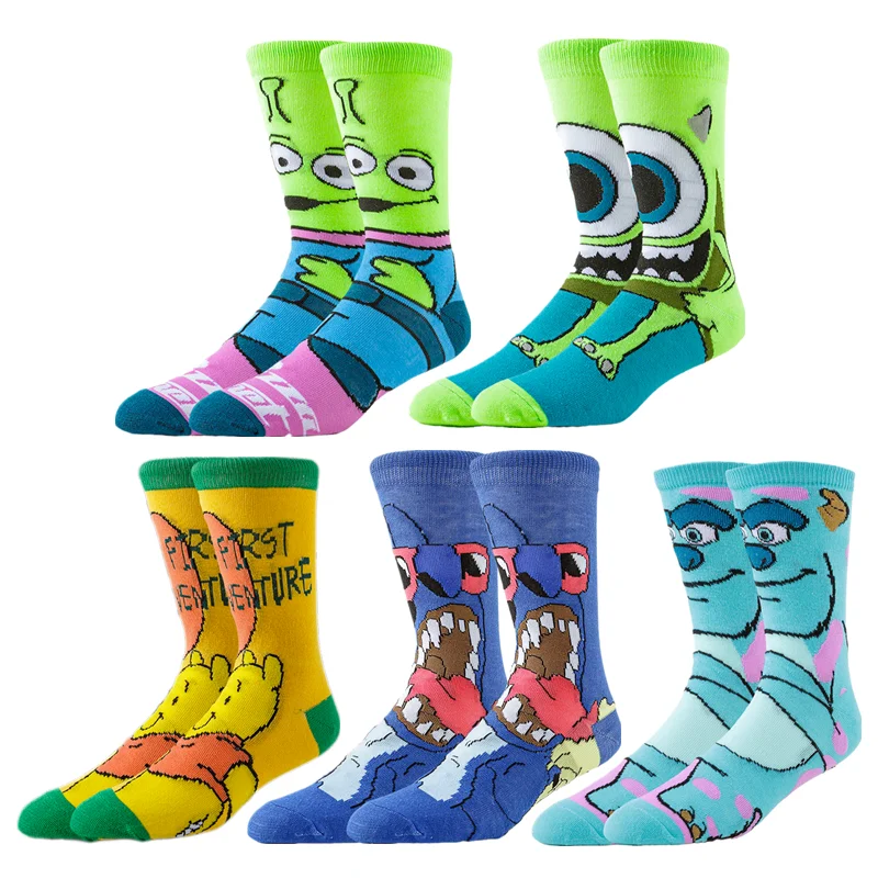 

1/5 пар Potdemiel Disney мужские и женские уличные носки в стиле хип-хоп с героями мультфильмов аниме, новинка, забавные повседневные носки для экипажа, дышащие, удобные