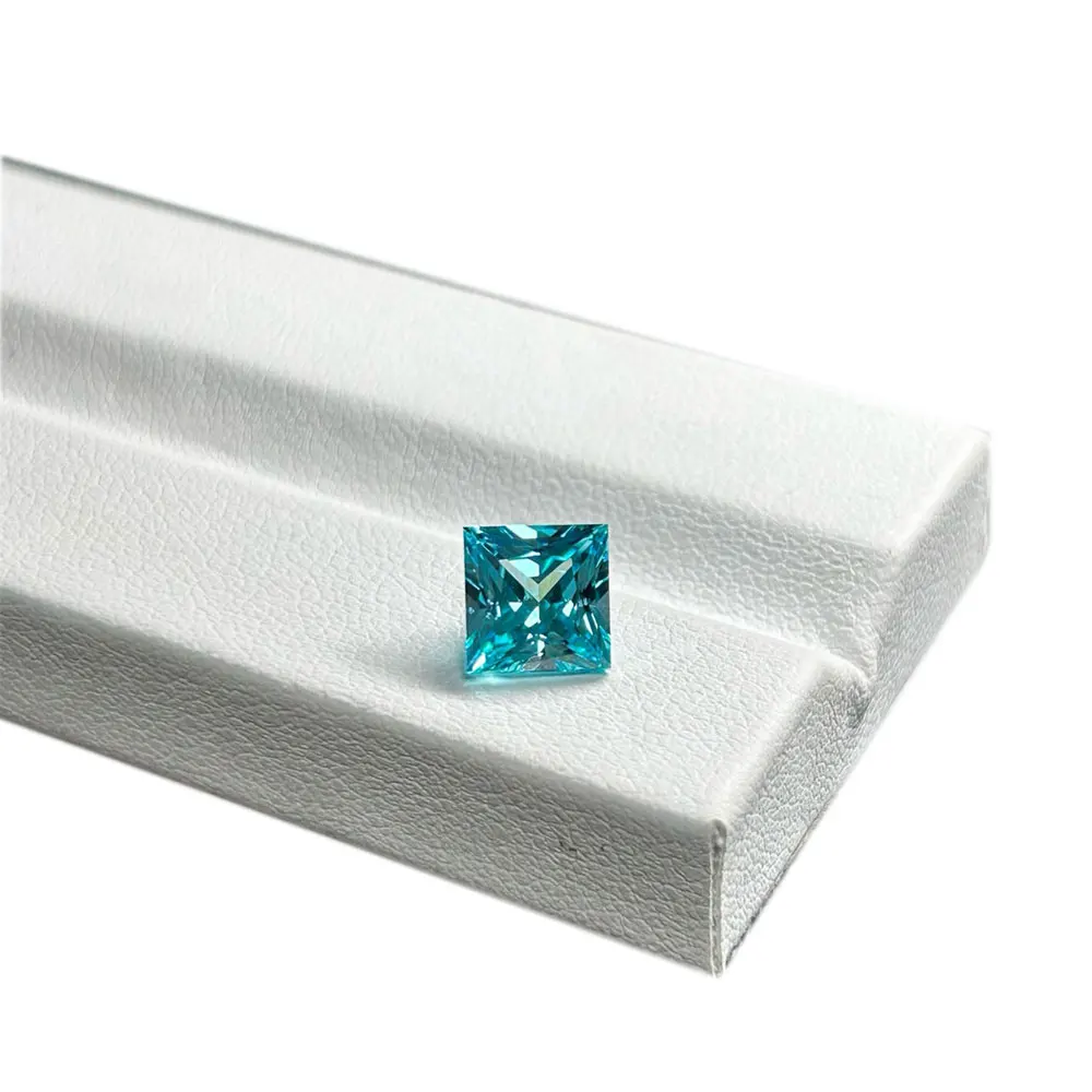 Square Shape 3mm to 10mm Princess Cut Lab Grown  Green Paraiba Gemstone