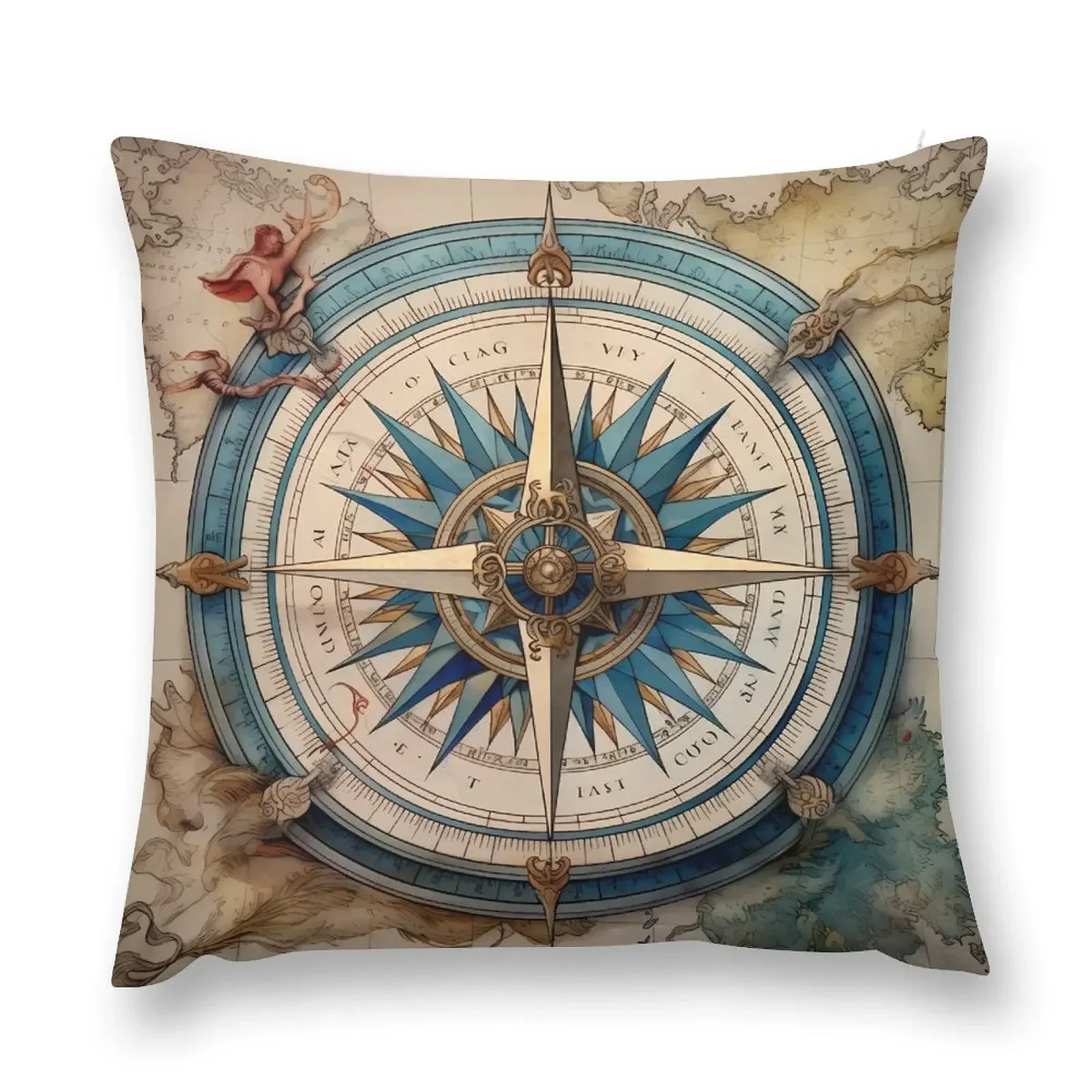 Wind rose in antique design Throw Pillow Anime Sofa Cushions Cover pillow