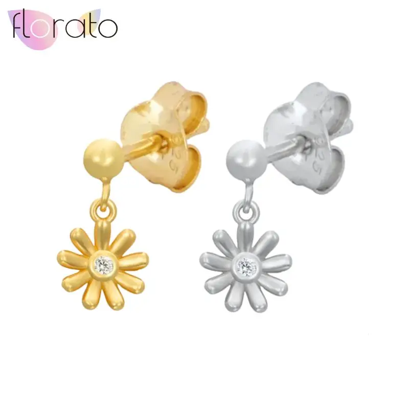 

925 Sterling Silver Needle Korean New Style Niche Fresh Daisy Pendant Earrings Women's Classic Versatile Party Earrings Jewelry
