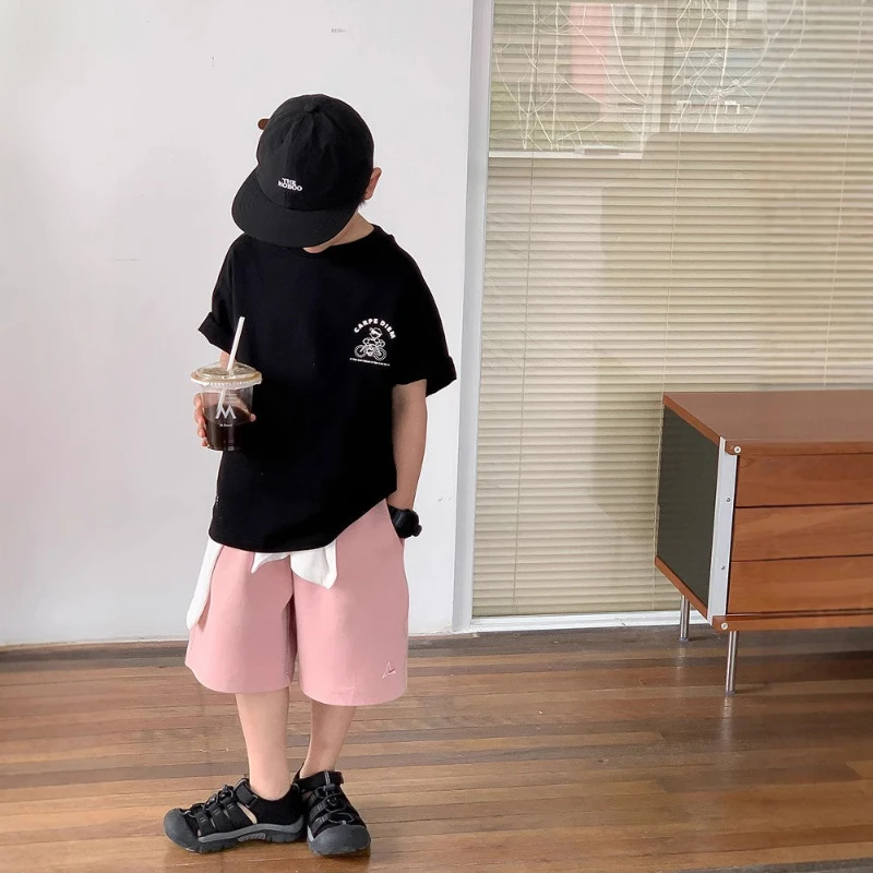 

2025 New Summer Personalized Children's Cotton Back Cartoon Character Letter Printed Breathable Short Sleeve T-shirt