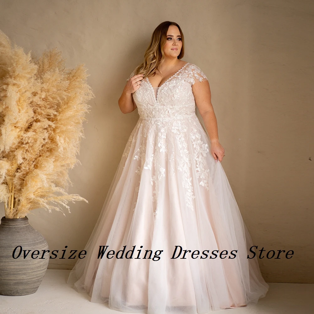 Charming Plus Size Wedding Dresses with Lace 2024 Summer New Short  Sleeve Strapless Bridal Gowns for Women Vestidos De Novia