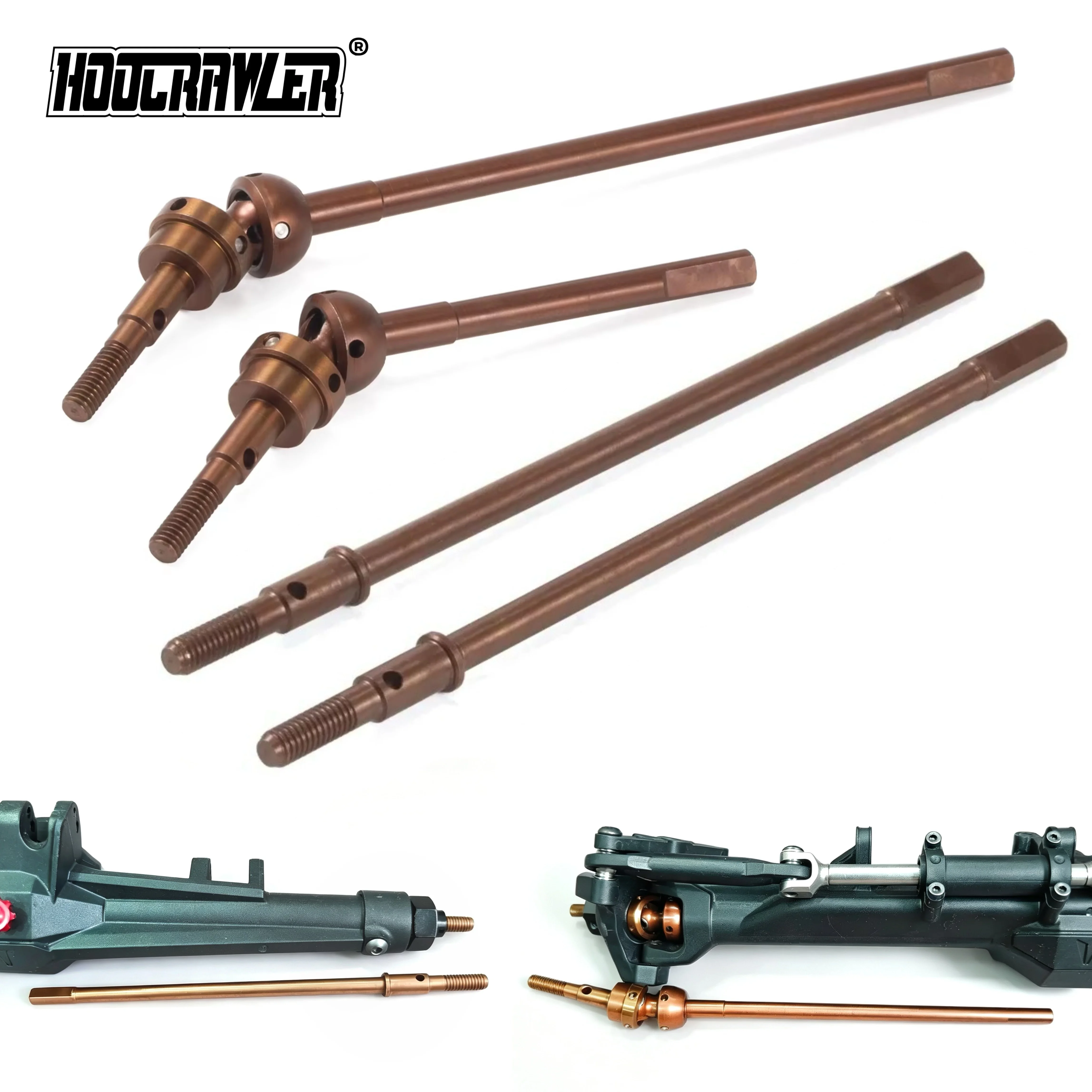 Isokinetic 3-Section CVD Front Rear Axle Shafts Heat Treated Steel Upgrade Parts for 1/10 RC Crawler Vanquish H10 Axle
