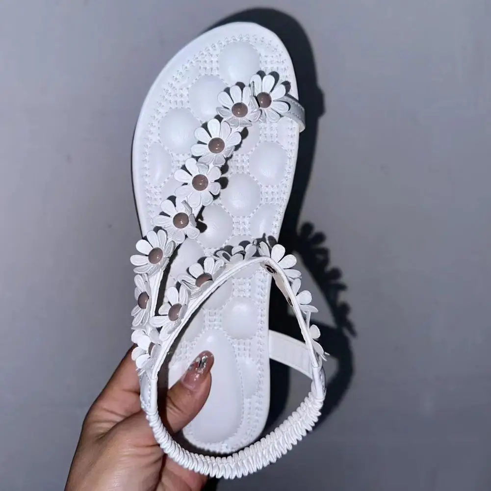 

Нескользящие тапочки, летние сандалии с цветочным принтом, женские тапочки с открытой пяткой, дышащая пляжная обувь на плоской подошве, женская нескользящая подошва