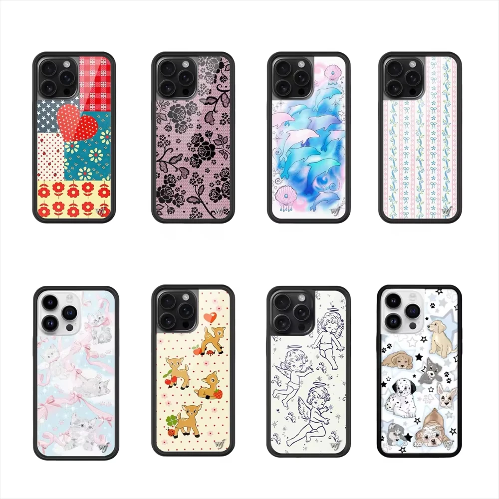 

Wildflower INS Black Lace Lover Rose Flower Phone Case for iPhone 11 12 13 14 15 16 17 Pro Max Plus wf Dolphin Cartoon Cover﻿﻿﻿﻿