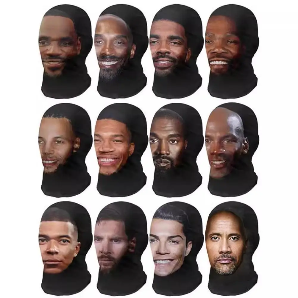 New 3D Printed Full Face Seamless Kanye Face Mask Celebrity Face Men Party Supply Cosplay Prop Novel Hip Hop Fashion Hood Party