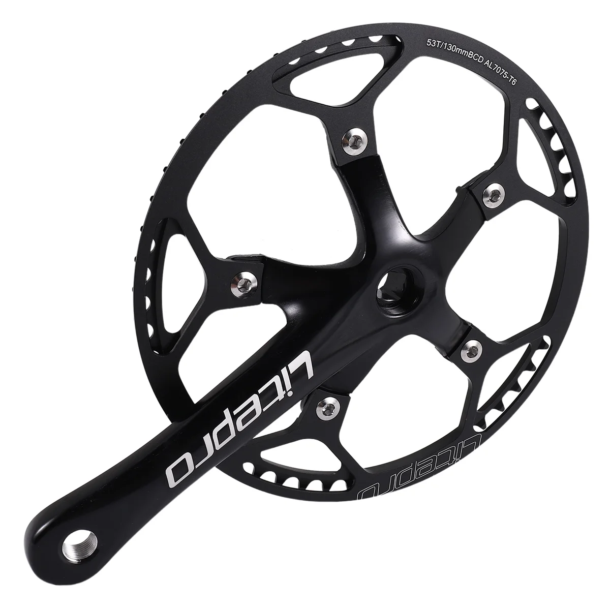 

A06T-Single Speed Crankset 53T 170mm Crankarms Folding Bike Crankset with Protective Cover for Bike Track Road
