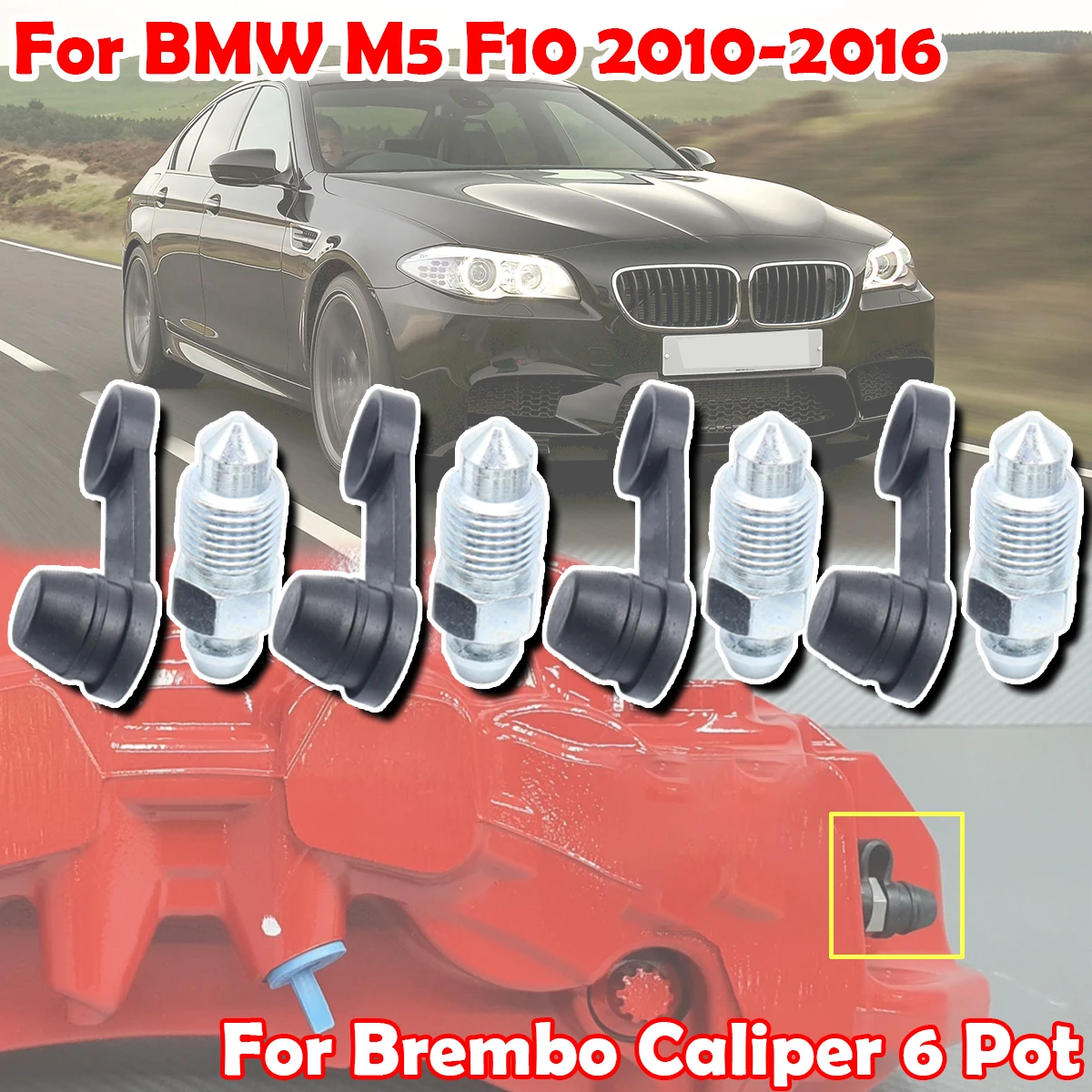 

Car Front Bleeder Valves and Rubber Dust Cap Left Right Caliper Bleed Nipple Screw Repair Kit For BMW M5 F10 2010 2011 - 2016