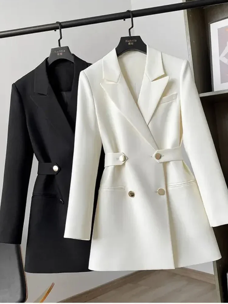Women Suit Blazer Elegant Coat Spring Autumn Fashion Korean Blazer Luxury Double Breasted Jacket Solid Ladies Tops Clothes