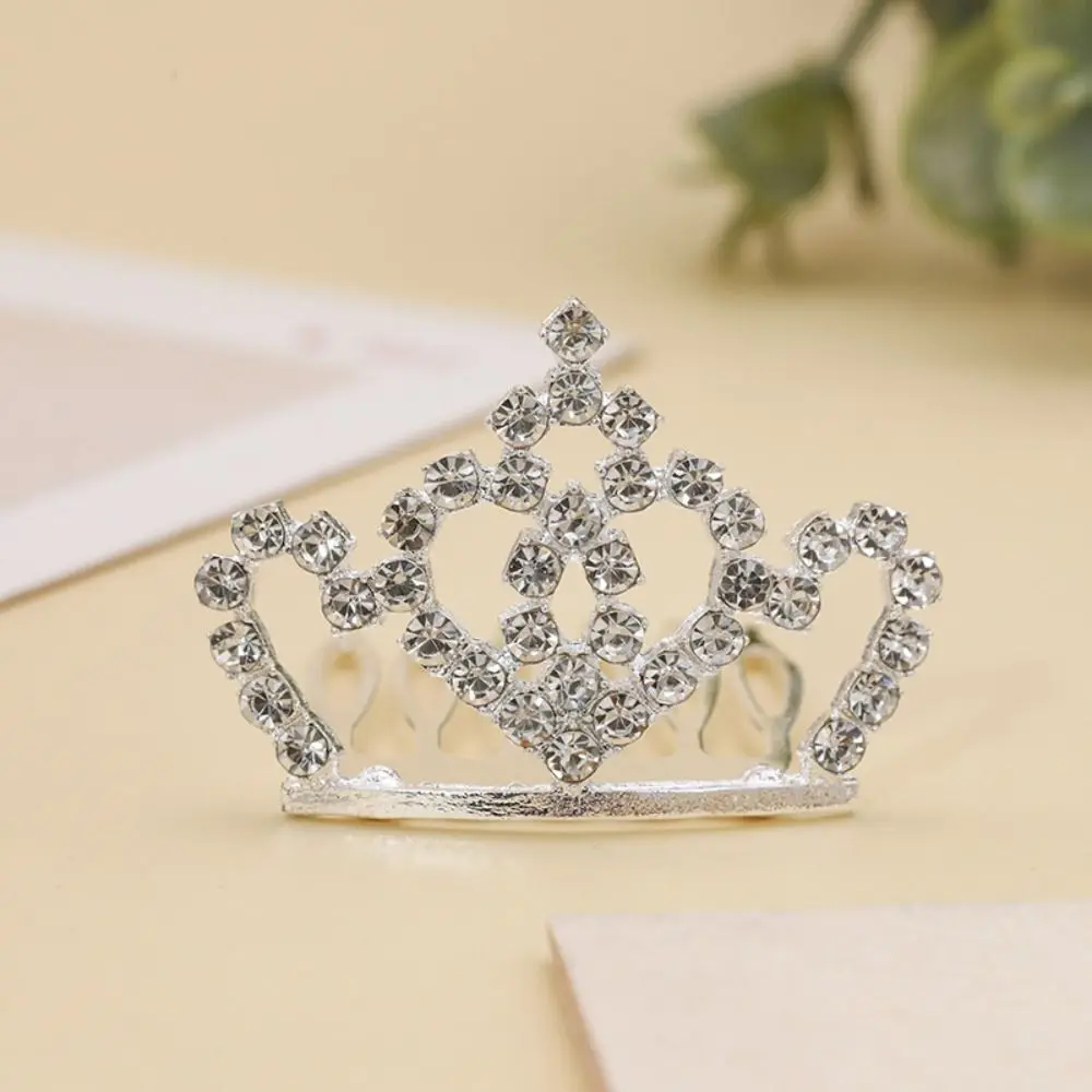 Flower Crystal Crown Hair Comb Star Love Heart Children Tiara Headband Hair Styling Accessories Korean Style Rhinestone Hairpins