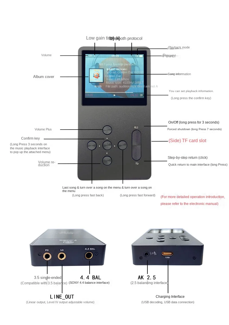 أحدث مشغل F. AUDIO FA5 MP3 USB فك HIFI DSD Bluetooth ES9039PRO Chip DAC، مع غطاء حماية جلدي