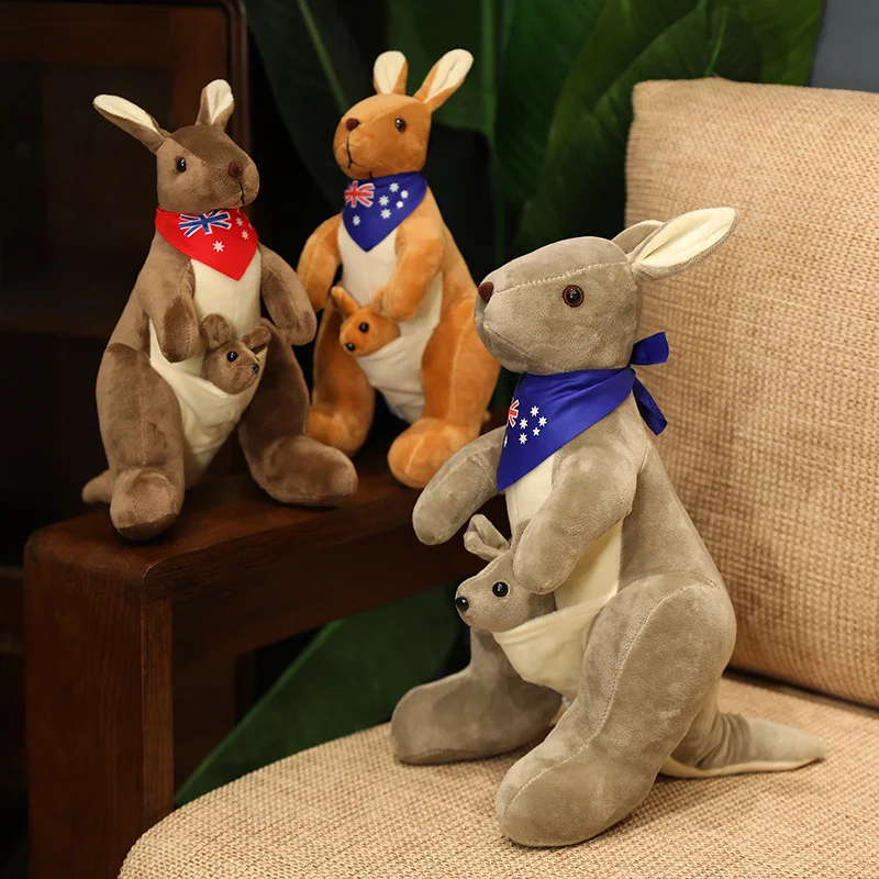 Schattige Sjaal Kangoeroe Pluche Speelgoed Kids Speelgoed Liifelike Australische Dieren Kangoeroe Met Baby Pluche Speelgoed Grappig Cadeau Voor