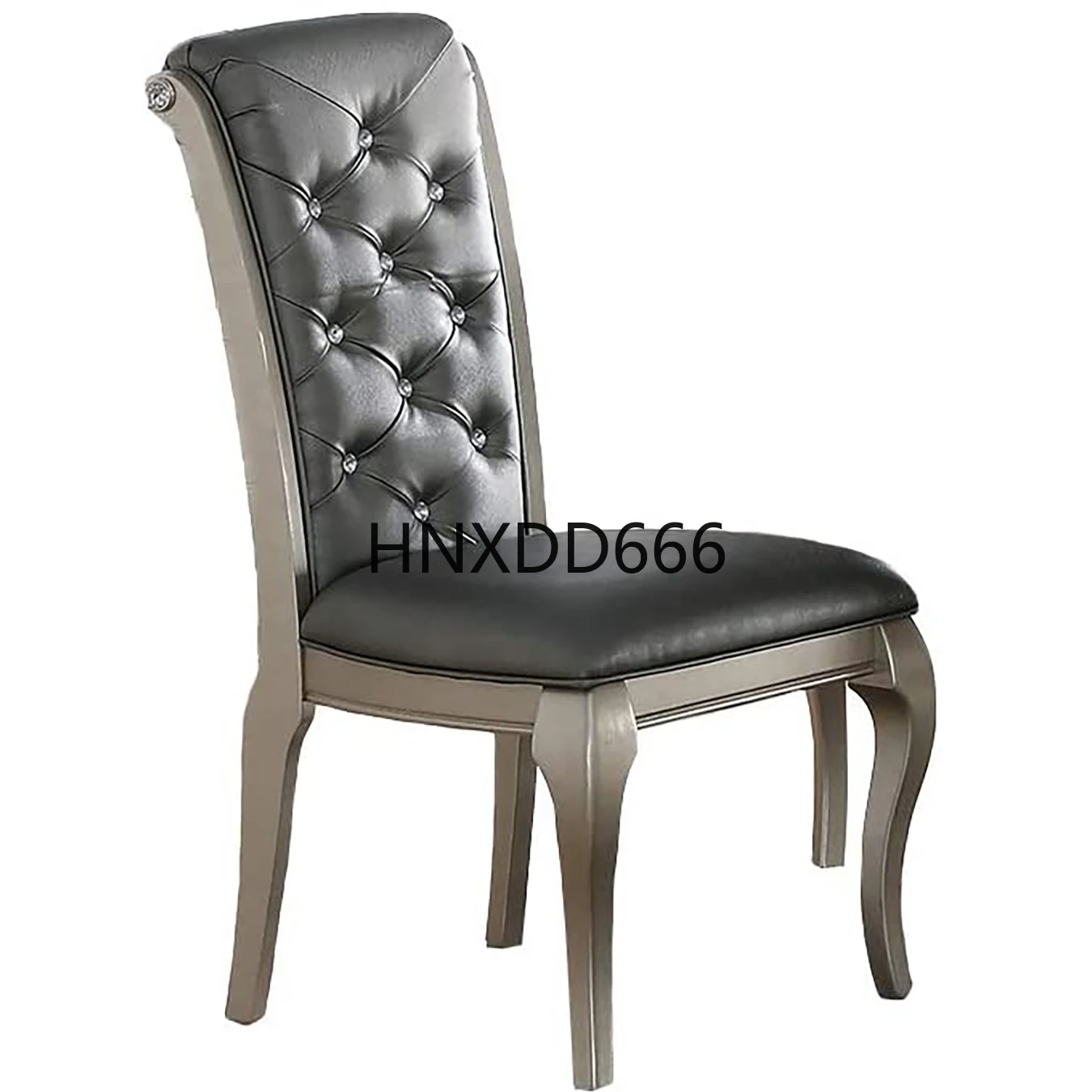 

Formal Traditional Dining Table Round Table Silver Hue 5pc Dining Table w Shelf 4x Side Chairs Tufted Back Dining Room Furniture