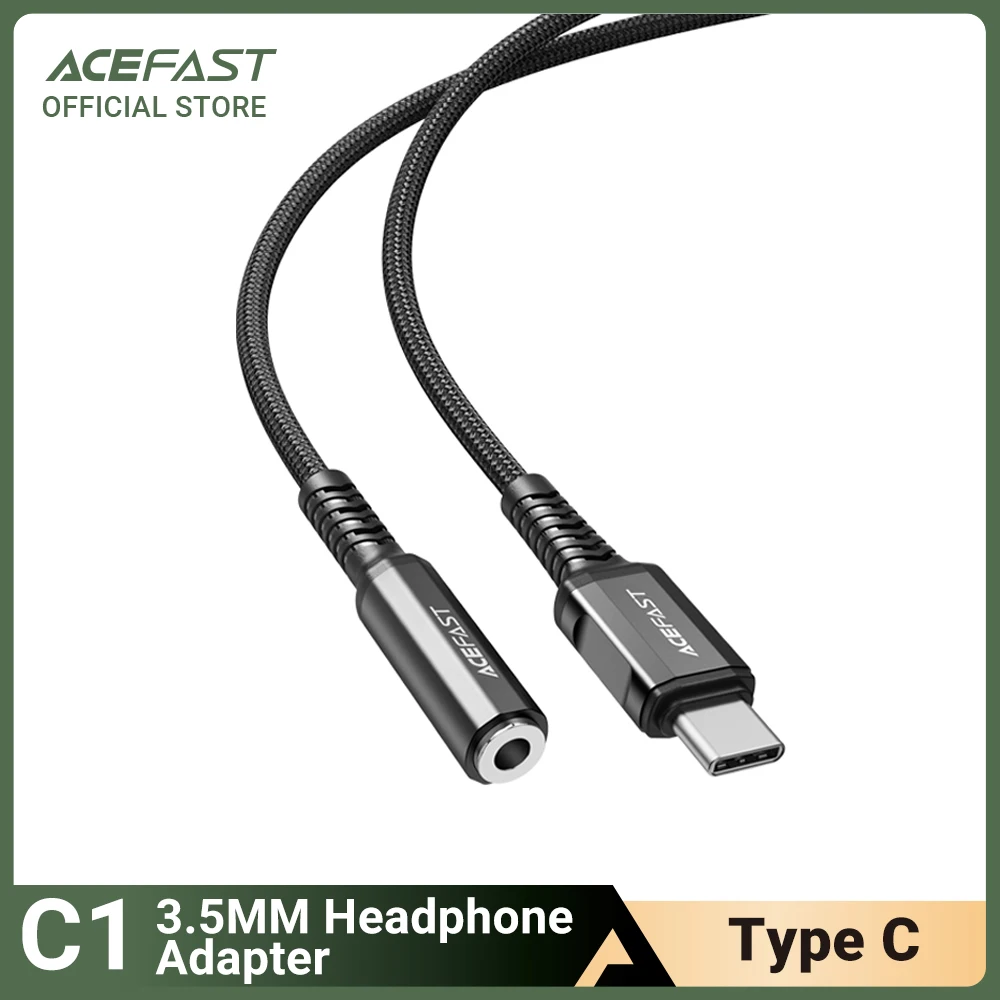 ACEFAST Type C to 3.5mm Headphone Adapter Audio AUX Cable For Samsung S21 S20 A51 A71 USB-C Jack Audio Cables For Xiaomi Huawei