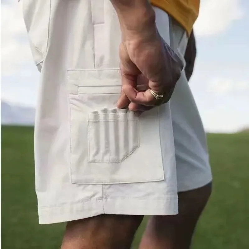 New 2026 Men's Golf Quick-Dry Cargo Shorts, Breathable Stretch Multi-Pocket Sports Shorts, Casual Embroidered Bermuda Pants