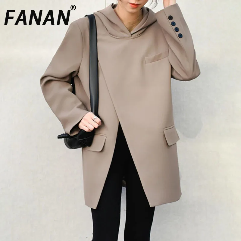 

FANAN Women's Irregular Seam Large Size Sports Jacket New Hoodie Long Sleeve Loose Jacket Fashion Trend Spring And Autumn 2025