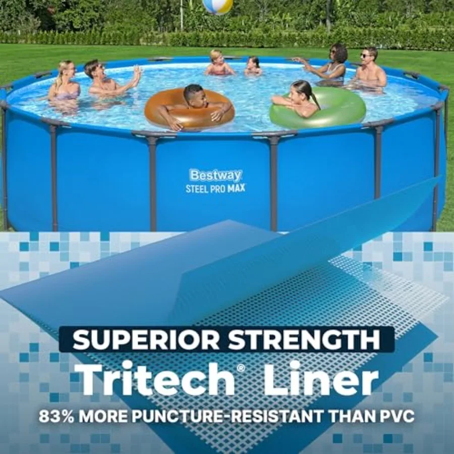 

2 Pack Steel Pro MAX Above-Ground Swimming Pool, 15' x 48" Round Metal Steel Frame Backyard Family Pool, Blue, Pool ONLY
