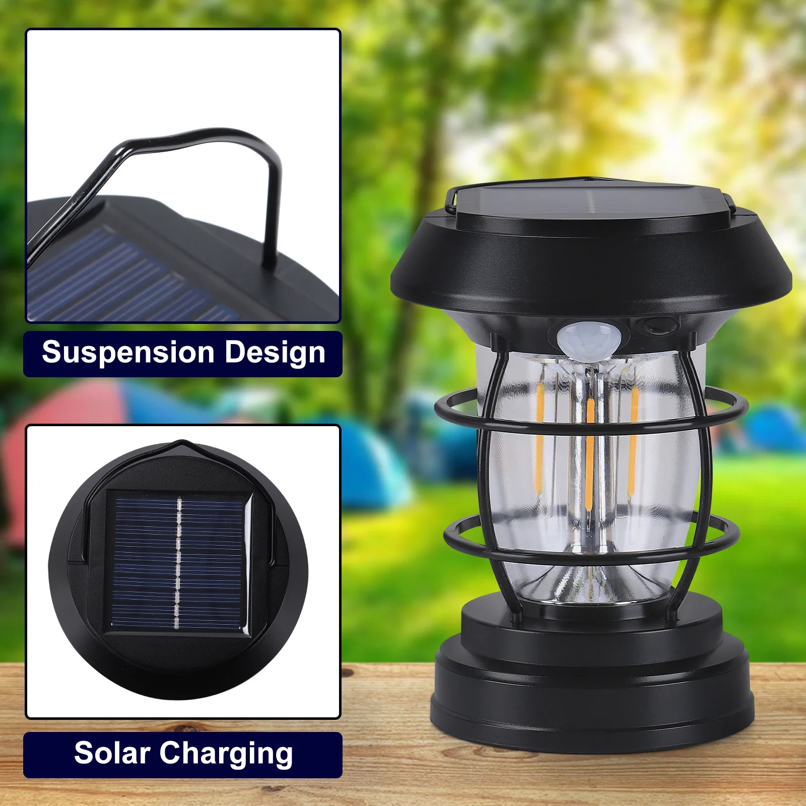 

Solar Retro Outdoor Lantern Camping Lantern IP44 Waterproof Suitable For Outdoor Garden Lawn Path Lighting Decoration