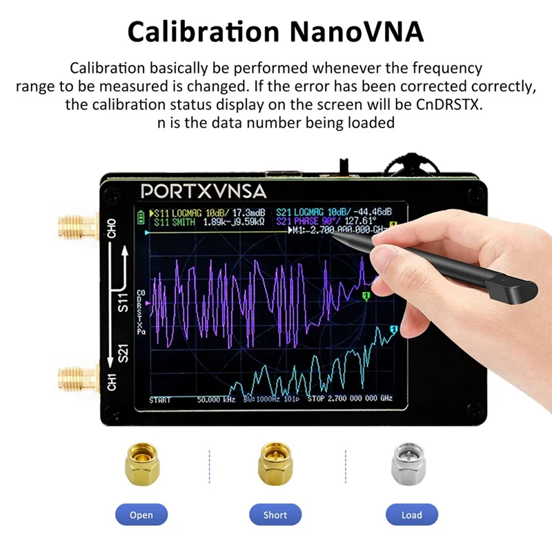 B92B-Versione aggiornata Nanovna Plus 50Khz-2.7Ghz Analizzatore di rete vettoriale con supporto antenna Scheda SD MF VHF UHF 32G